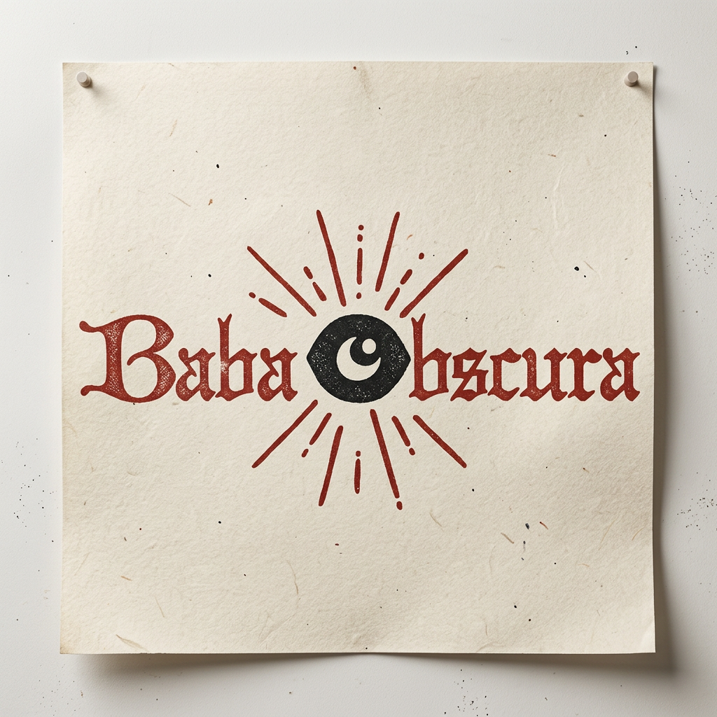 Baba Obscura 2026 screen printed festival poster in brick red and ink black on cream paper